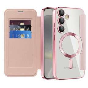 Husa de protectie Techsuit SmartMag Book compatibil cu Samsung Galaxy S24 Plus, Roz