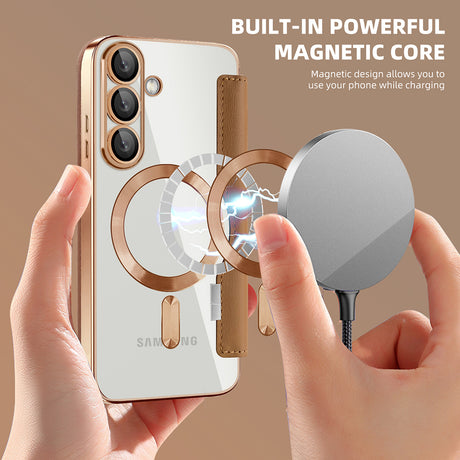 Husa de protectie Techsuit SmartMag Book compatibil cu Samsung Galaxy S25, Maro