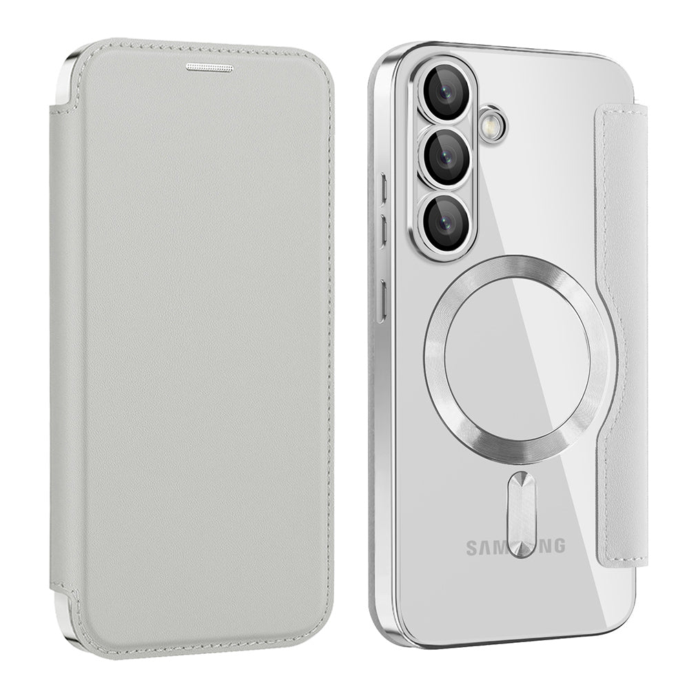 Husa de protectie Techsuit SmartMag Book compatibil cu Samsung Galaxy S25, Gri