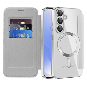 Husa de protectie Techsuit SmartMag Book compatibil cu Samsung Galaxy S25, Gri