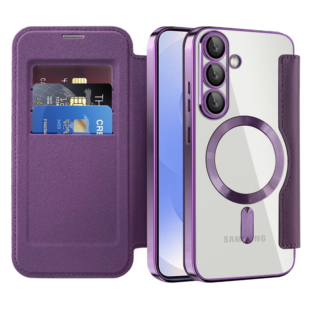 Husa de protectie Techsuit SmartMag Book compatibil cu Samsung Galaxy S25, Mov