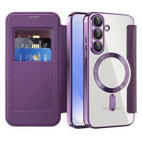 Husa de protectie Techsuit SmartMag Book compatibil cu Samsung Galaxy S25, Mov