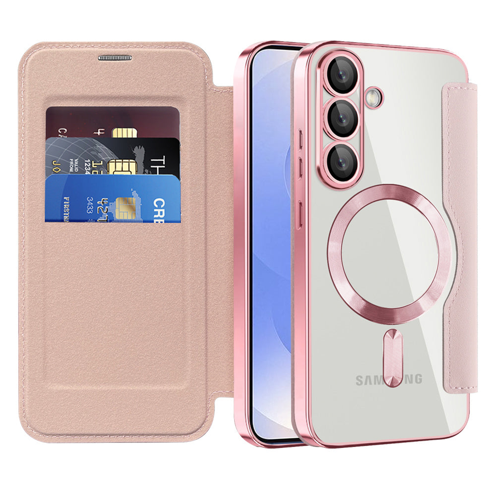 Husa de protectie Techsuit SmartMag Book compatibil cu Samsung Galaxy S25 Plus, Roz
