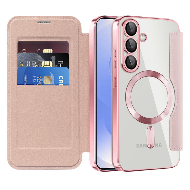 Husa de protectie Techsuit SmartMag Book compatibil cu Samsung Galaxy S25 Plus, Roz