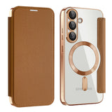 Husa de protectie Techsuit SmartMag Book compatibil cu Samsung Galaxy S25 Plus, Maro