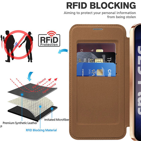 Husa de protectie Techsuit SmartMag Book compatibil cu Samsung Galaxy S25 Plus, Maro