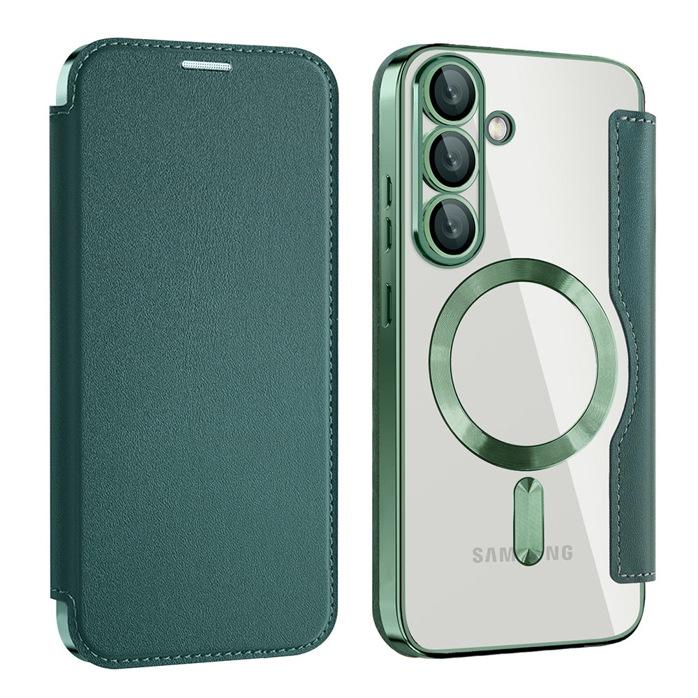 Husa de protectie Techsuit SmartMag Book compatibil cu Samsung Galaxy S25 Plus, Verde