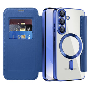 Husa de protectie Techsuit SmartMag Book compatibil cu Samsung Galaxy S25 Plus, Albastru
