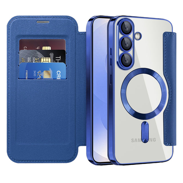 Husa de protectie Techsuit SmartMag Book compatibil cu Samsung Galaxy S25 Plus, Albastru