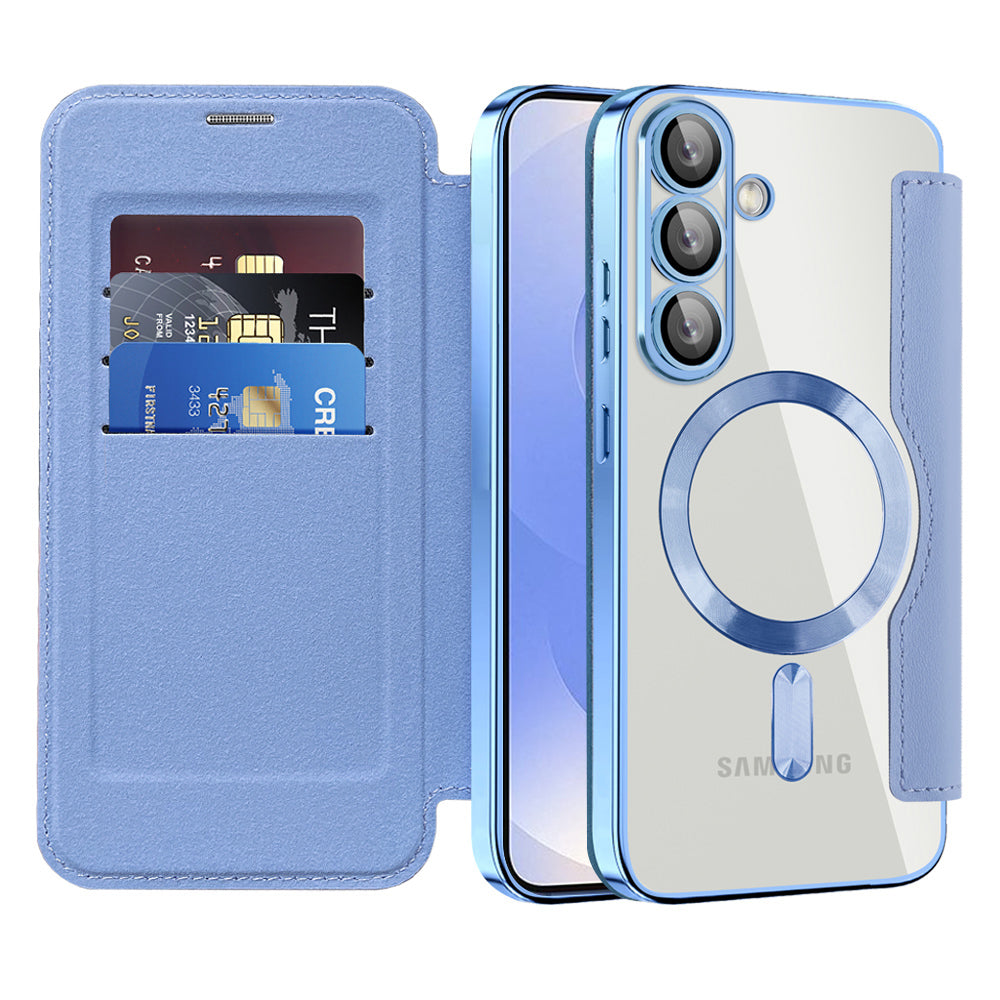 Husa de protectie Techsuit SmartMag Book compatibil cu Samsung Galaxy S25 Plus, Albastru Deschis
