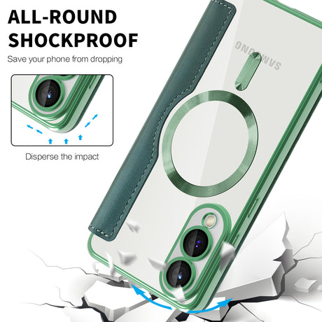 Husa de protectie Techsuit SmartMag Book compatibil cu Samsung Galaxy S25 Edge, Verde