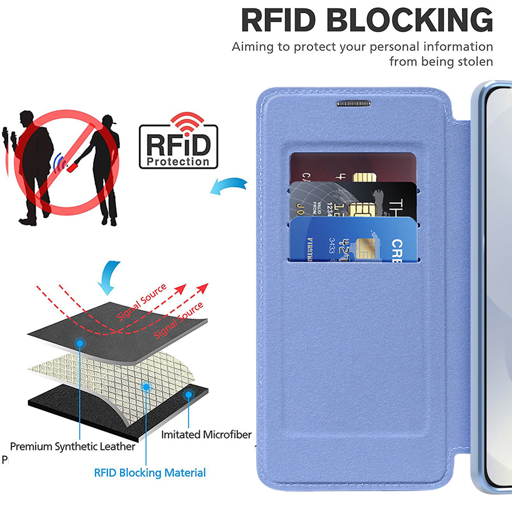 Husa de protectie Techsuit SmartMag Book compatibil cu Samsung Galaxy S25 Edge, Albastru Deschis