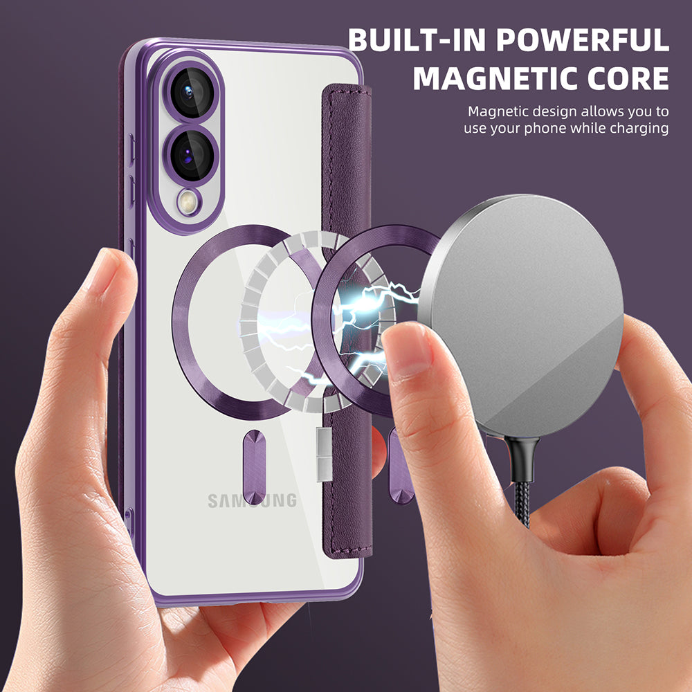 Husa de protectie Techsuit SmartMag Book compatibil cu Samsung Galaxy S25 Edge, Mov