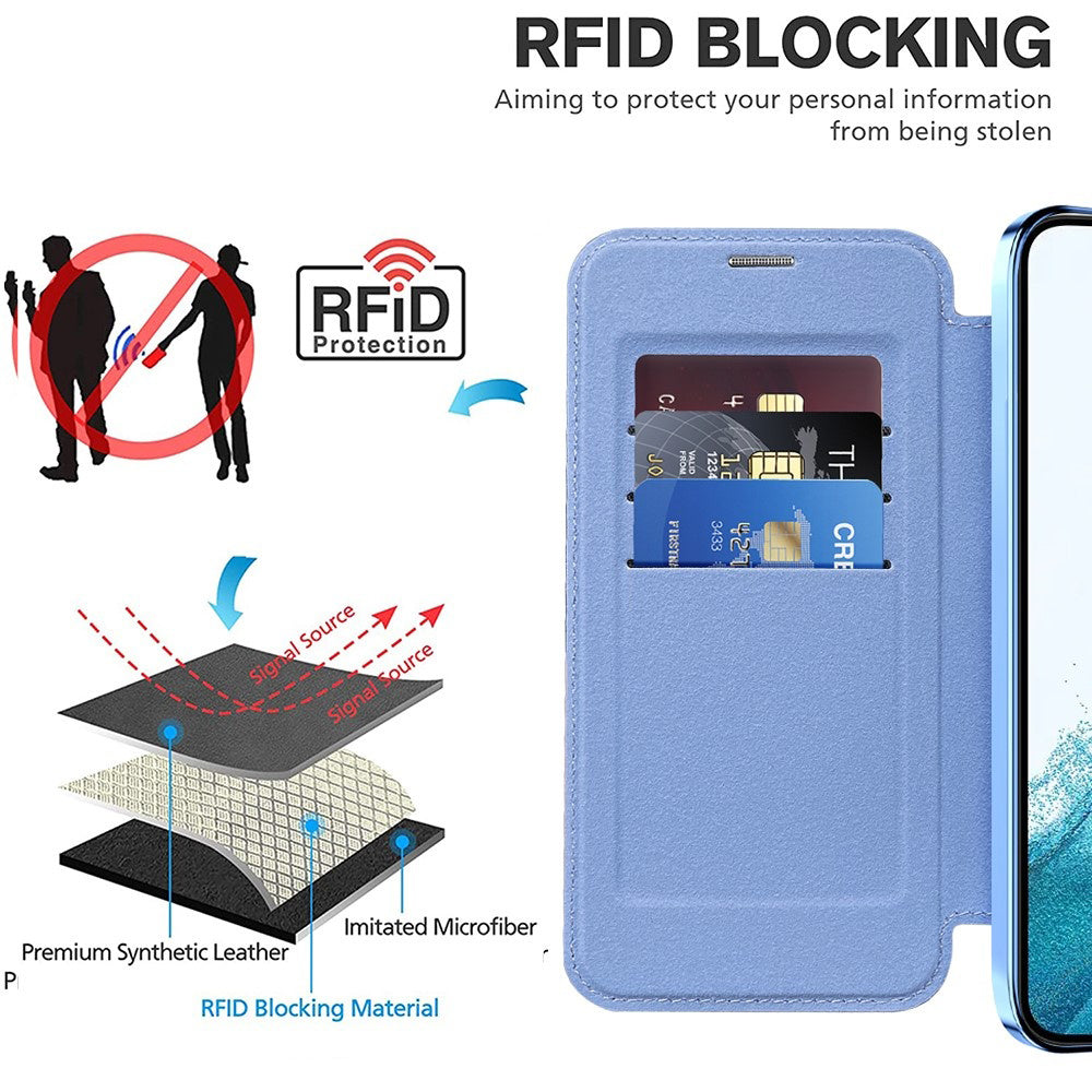 Husa de protectie Techsuit SmartMag Book compatibil cu Samsung Galaxy S22 5G, Albastru Deschis