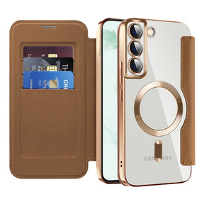 Husa de protectie Techsuit SmartMag Book compatibil cu Samsung Galaxy S22 Plus 5G, Maro