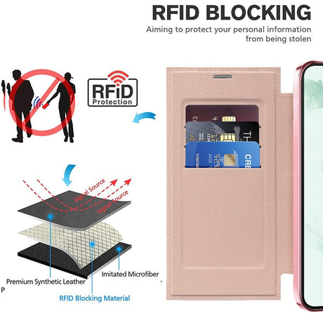 Husa de protectie Techsuit SmartMag Book compatibil cu Samsung Galaxy S22 Ultra 5G, Roz