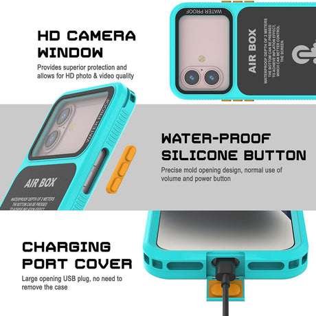 ShellBox AirBox Waterproof IP68 Case (6.1 inch), iPhone 12/12 Pro/13/13 Pro/14/14 pro/15/15 Pro/16, Albastru