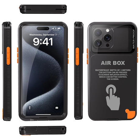 ShellBox AirBox Waterproof IP68 Case (6.1 inch), iPhone 12/12 Pro/13/13 Pro/14/14 pro/15/15 Pro/16, Negru