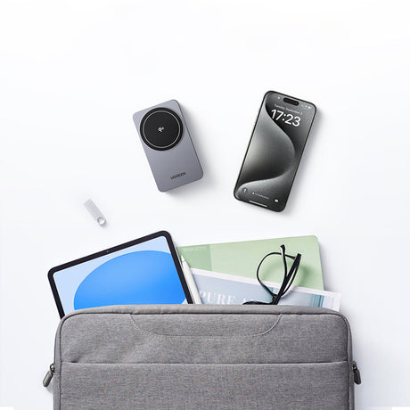 Incarcator Ugreen Wireless W706 (45057), MagSafe, 2in1, for iPhone, AirPods, USB-C Cable, 20W, 3A, Qi2, MPP, 1m, Alb