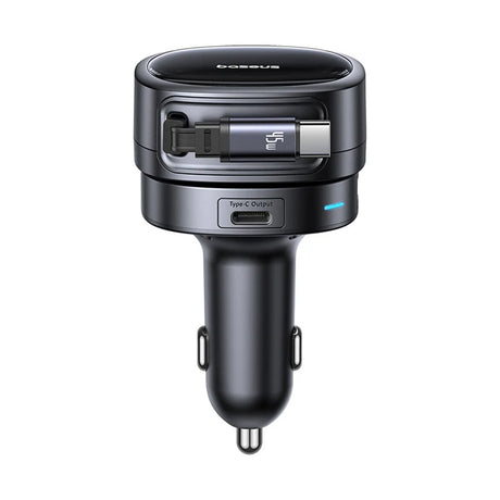 Incarcator Baseus Car PrimeTrip VR1 (C00069001121-00), with Retractable Cable, 2 x Type-C, USB, 60W, Negru