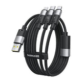 Cablu Baseus StarSpeed (P10319900111-01), USB to Type-C, Lightning, Micro-USB, 100W, 1.5m, Cluster Black