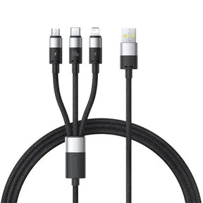 Cablu Baseus StarSpeed (P10319900111-01), USB to Type-C, Lightning, Micro-USB, 100W, 1.5m, Cluster Black