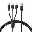Cablu Baseus Ultra-Fast (P10376303121-00), Fast Charging, USB to Micro-USB, Lightning, USB-C, 3.5A, 1.3m, Negru