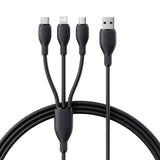 Cablu Baseus Ultra-Fast (P10376303121-00), Fast Charging, USB to Micro-USB, Lightning, USB-C, 3.5A, 1.3m, Negru