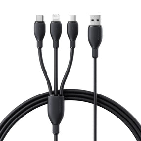 Cablu Baseus Ultra-Fast (P10376303121-00), Fast Charging, USB to Micro-USB, Lightning, USB-C, 3.5A, 1.3m, Negru