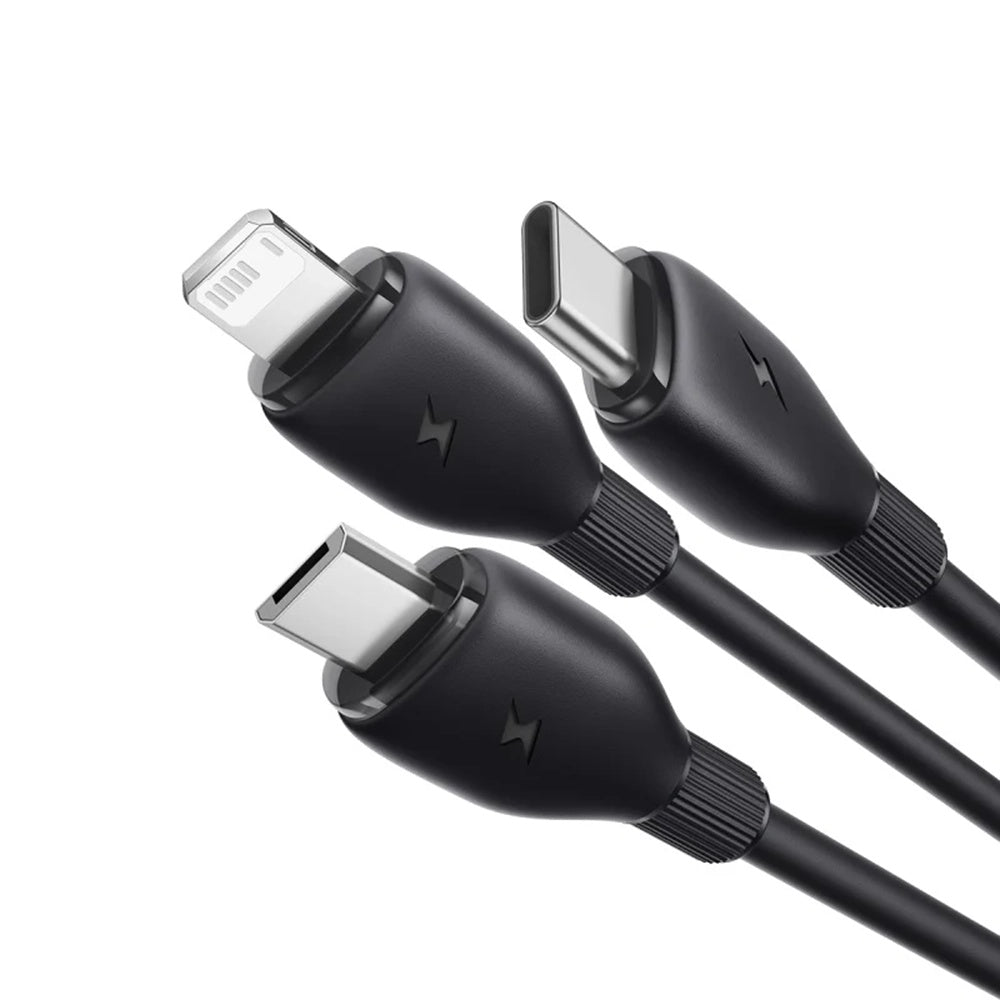 Cablu Baseus Ultra-Fast (P10376303121-00), Fast Charging, USB to Micro-USB, Lightning, USB-C, 3.5A, 1.3m, Negru