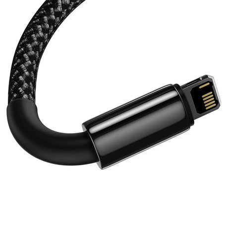 Cablu Baseus Tungsten Gold (CALWJ-A01), USB-A to Lightning, 2.4A, 480Mbps, 20W, 2m, Negru
