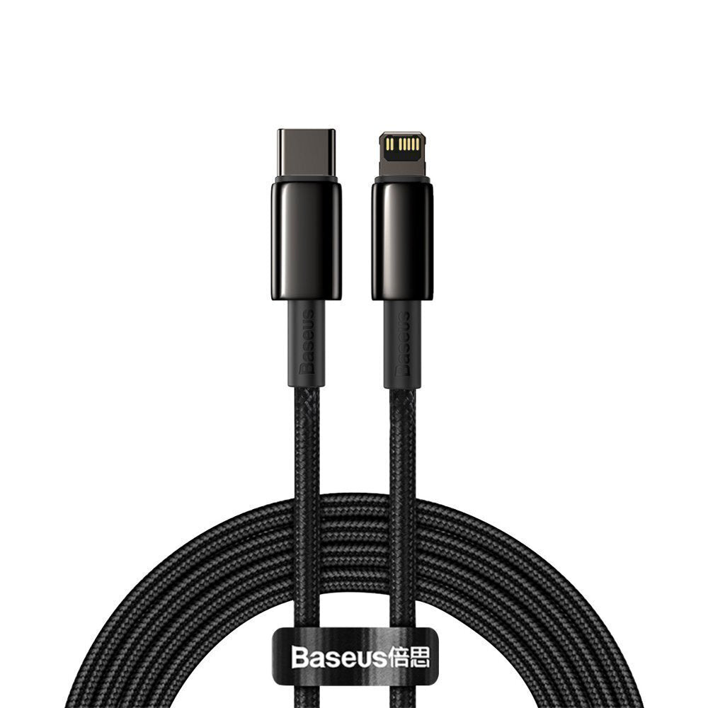 Cablu Baseus Tungsten Gold (CATLWJ-A01), Type-C to Lightning, 20W, 2m, Negru