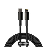 Cablu Baseus Tungsten Gold (CATLWJ-A01), Type-C to Lightning, 20W, 2m, Negru