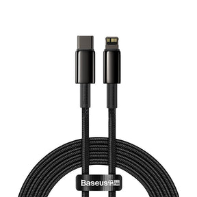 Cablu Baseus Tungsten Gold (CATLWJ-A01), Type-C to Lightning, 20W, 2m, Negru