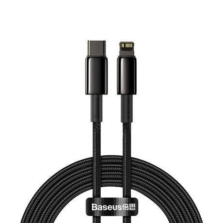 Cablu Baseus Tungsten Gold (CATLWJ-A01), Type-C to Lightning, 20W, 2m, Negru