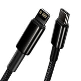 Cablu Baseus Tungsten Gold (CATLWJ-A01), Type-C to Lightning, 20W, 2m, Negru