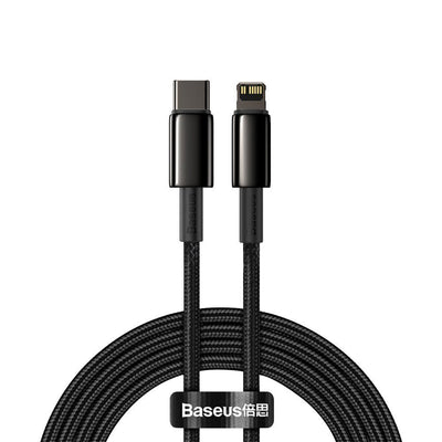 Cablu Type-C la Lightning, 20W, 1m - Baseus Tungsten Gold (CATLWJ-01) - Black