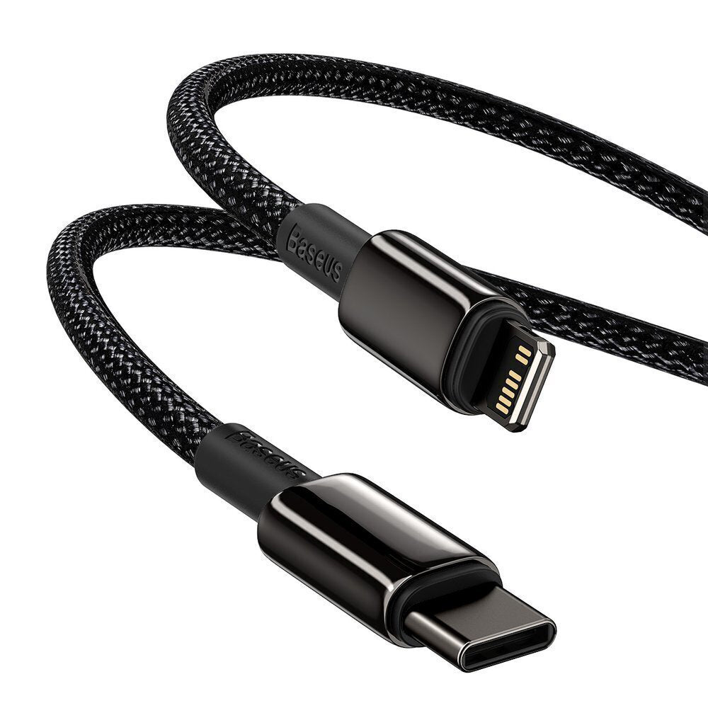 Cablu Type-C la Lightning, 20W, 1m - Baseus Tungsten Gold (CATLWJ-01) - Black