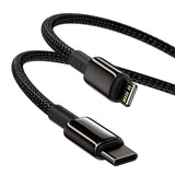 Cablu Type-C la Lightning, 20W, 1m - Baseus Tungsten Gold (CATLWJ-01) - Black