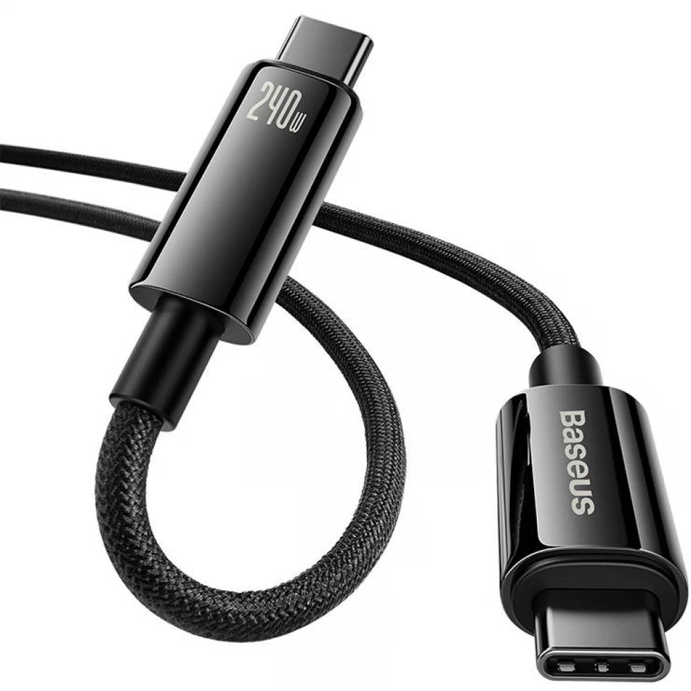 Cablu Baseus Tungsten Gold (CAWJ040101), Type-C to Type-C, Fast Charging, 240W, 2m, Negru