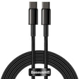 Cablu Baseus Tungsten Gold (CATWJ-A01), Type-C to Type-C, Fast Charging, 100W, 2m, Negru