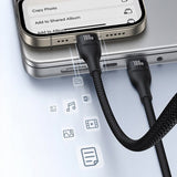 Cablu Baseus Flash Series 3 (P10377502111-00), Fast Charge, USB-C to 2x USB-C, Lightning, 100W, 480Mbps, 1.5m, Negru