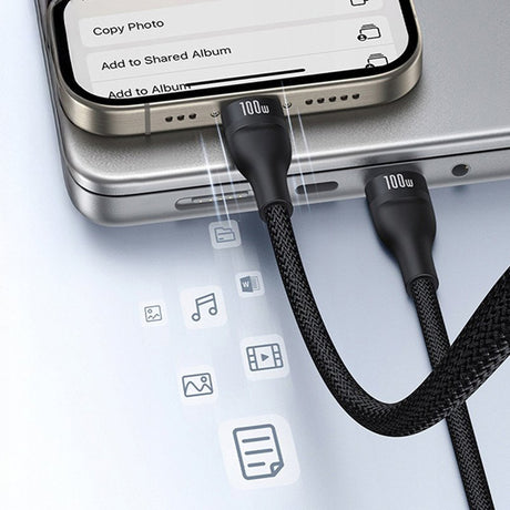 Cablu Baseus Flash Series 3 (P10377502111-00), Fast Charge, USB-C to 2x USB-C, Lightning, 100W, 480Mbps, 1.5m, Negru
