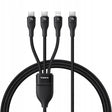 Cablu Baseus Flash Series 3 (P10377502111-00), Fast Charge, USB-C to 2x USB-C, Lightning, 100W, 480Mbps, 1.5m, Negru