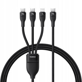 Cablu Baseus Flash Series 3 (P10377502111-00), Fast Charge, USB-C to 2x USB-C, Lightning, 100W, 480Mbps, 1.5m, Negru