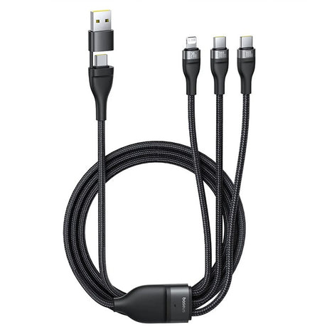 Cablu Baseus Flash Series 3 (P10377501111-00), Fast Charge, USB, USB-C to Lightning, 2x USB-C, 100W, 1.5m, Negru