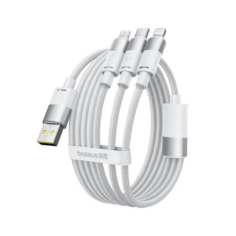 Cablu Baseus StarSpeed (P10319900211-00), Fast Charging, USB to Micro-USB, Type-C, Lightning, 100W, 1.5m, Alb