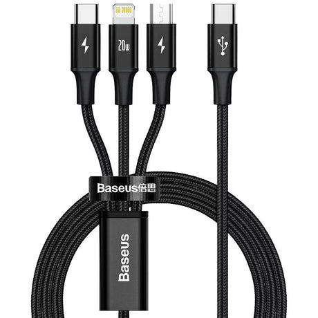 Cablu Baseus Rapid Series (CAMLT-SC01), Fast Charge, 3in1, USB-C to Lightning, Micro-USB, USB-C, 20W, 1.5m, Negru