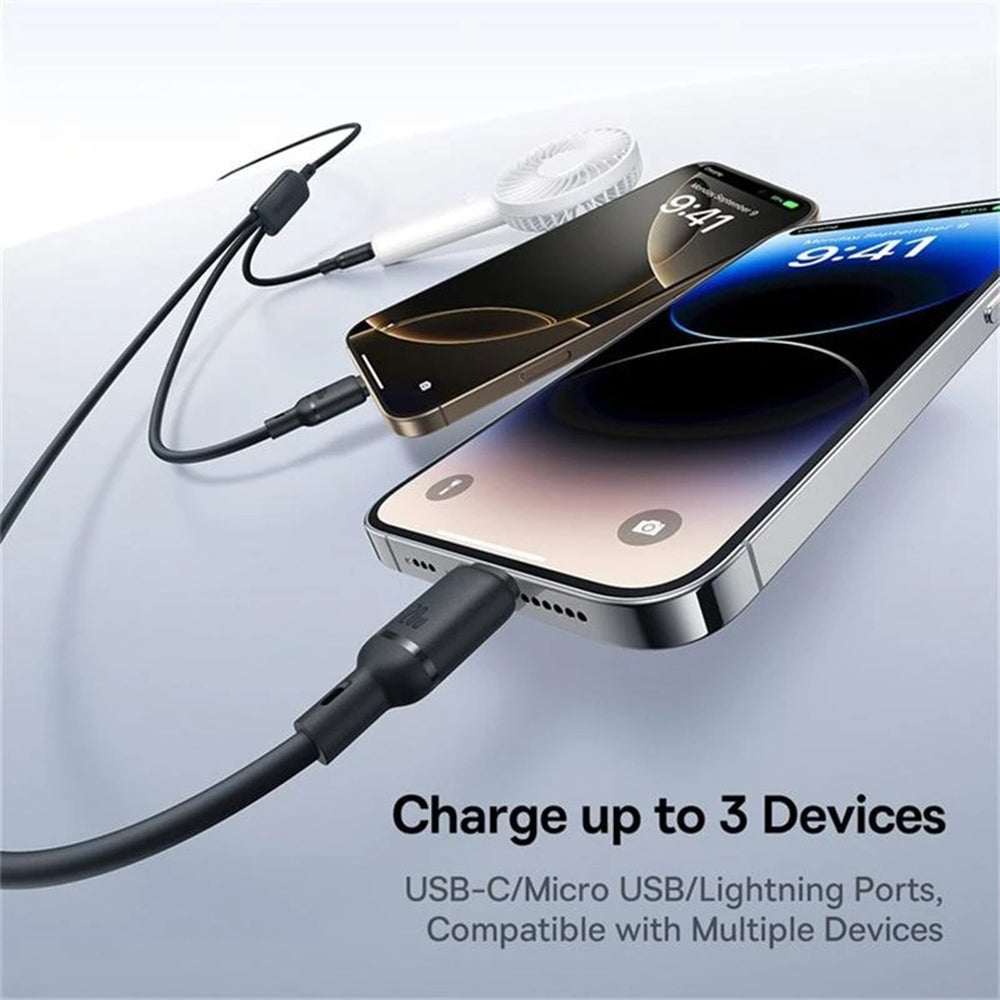 Cablu Baseus Silky (P10377706123-00), Fast Charge, Type-C to Micro-USB, Lightning, USB-C, 100W, 1.5m, Negru Cosmic