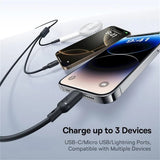 Cablu Baseus Silky (P10377706123-00), Fast Charge, Type-C to Micro-USB, Lightning, USB-C, 100W, 1.5m, Negru Cosmic